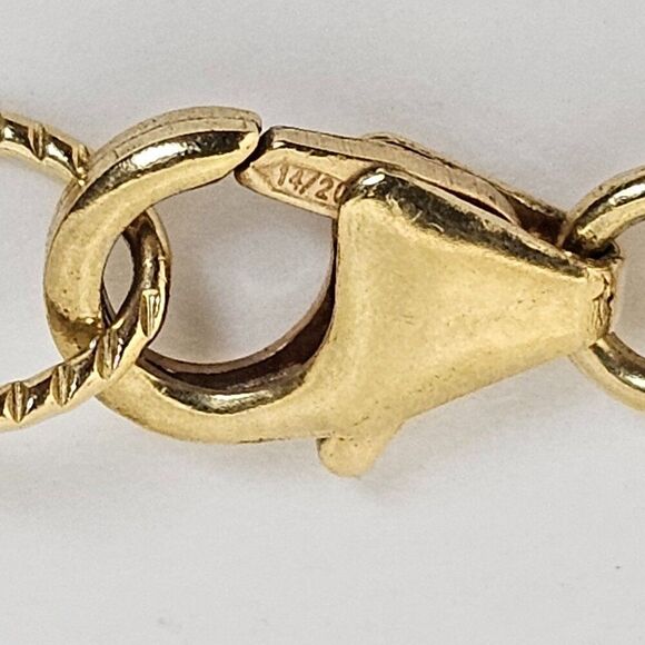 14/20 14k GF Gold Filled Necklace Hammered Crescent Half Moon Faceted AB Crystal - Picture 6 of 15